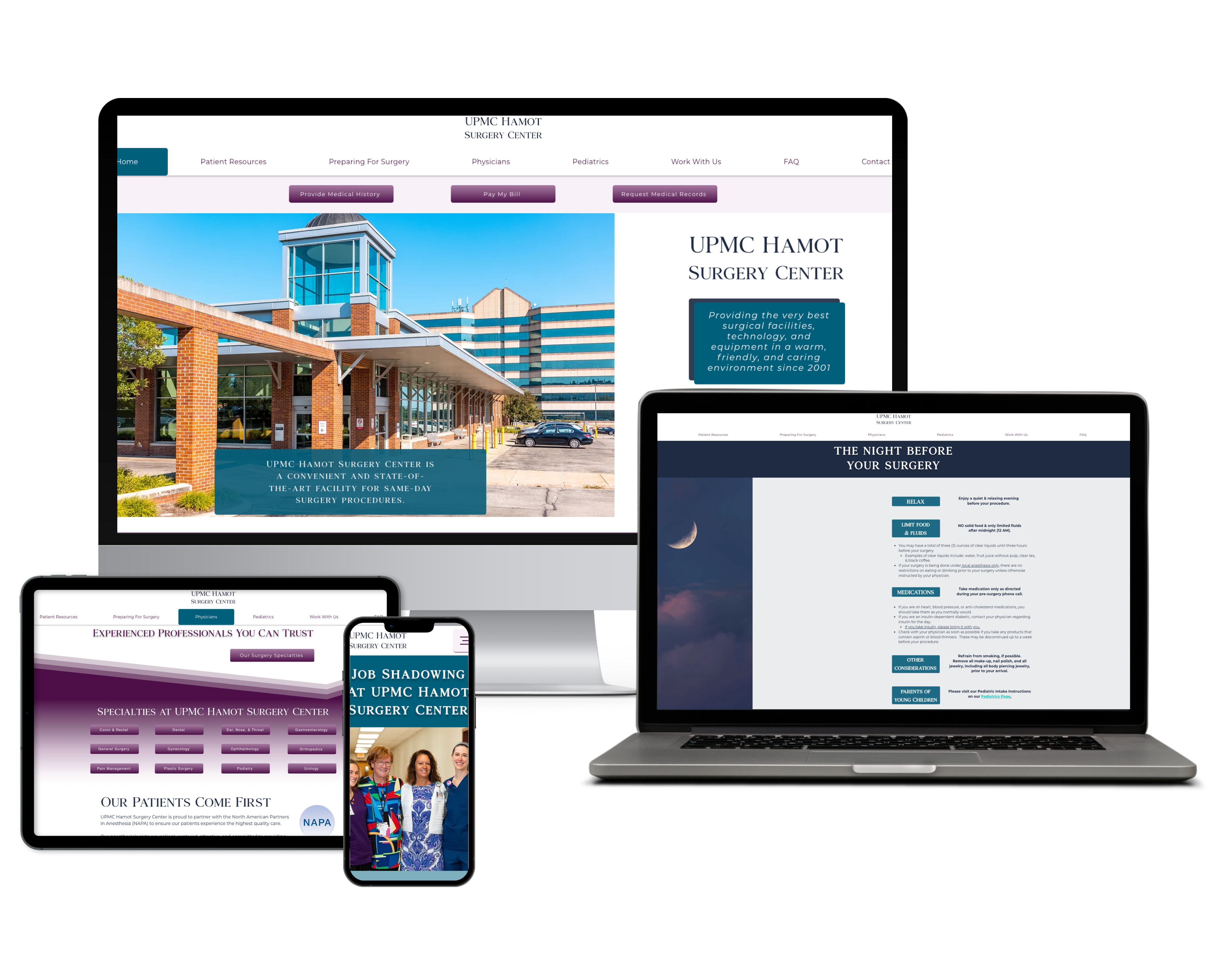 Hamot Surgery Center full website view