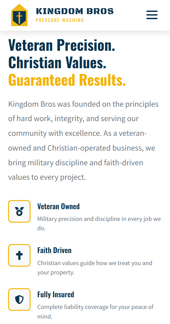 Kingdom Bros mobile trust and value section